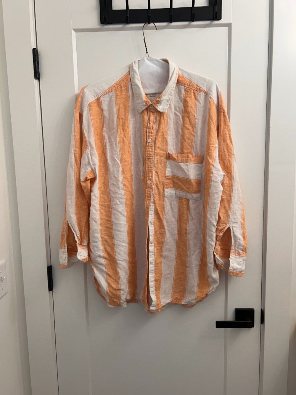 Maeve (Anthropologie) Orange & White Striped Button-Down – Size XL